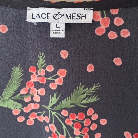 ModCloth Lace & Mesh, large, floral button up dress - Picture 3 of 8